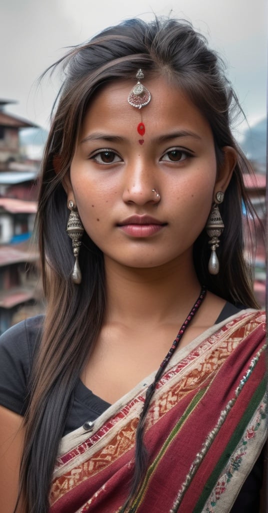 Prompt: gorgeous newari nepali beautiful girl ultra sharp focused highly detailed ultra high resolution stunning hyper realistic portrait in the city