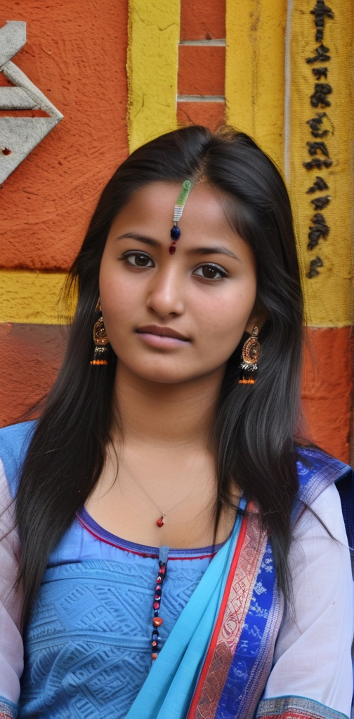 Prompt: gorgeous nepalese newari beautiful girl ultra sharp focused highly detailed ultra high resolution stunning hyper realistic portrait in the city