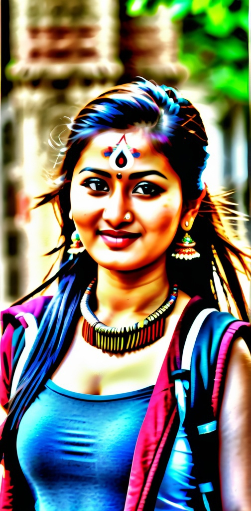 Prompt: gorgeous nepalese newari beautiful girl ultra sharp focused highly detailed ultra high resolution stunning hyper realistic portrait in the city