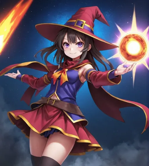Prompt: Megumin mixed with dark magician girl