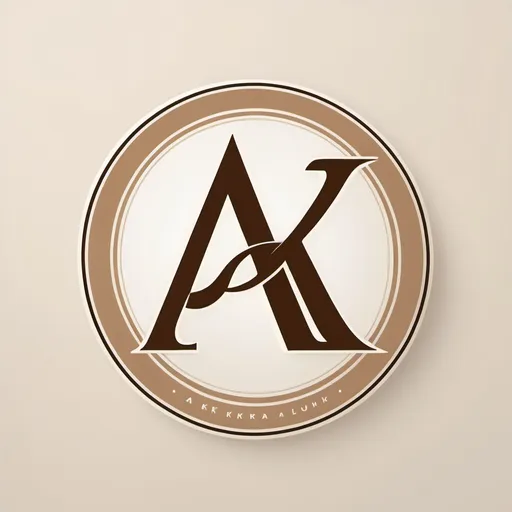 Prompt: a logo using their initials AK. more modern. cream brown and white