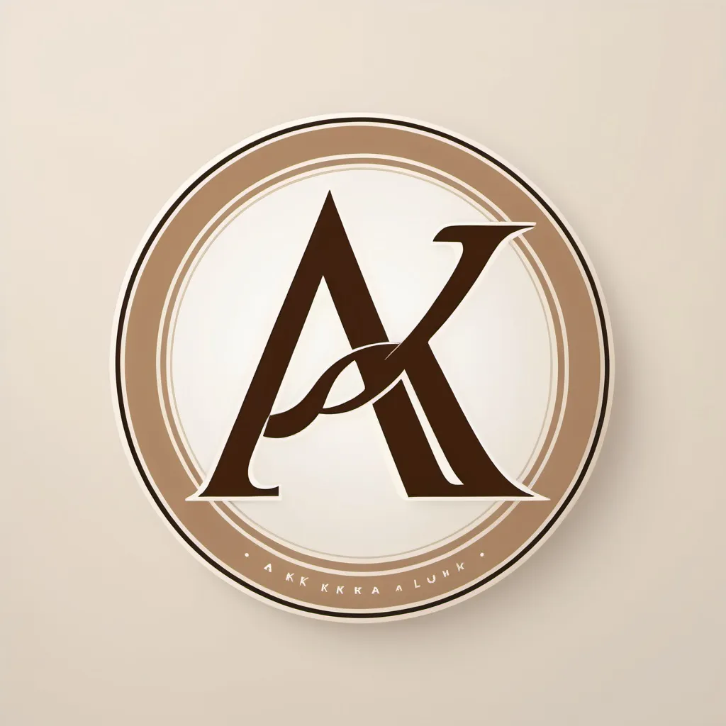 Prompt: a logo using their initials AK. more modern. cream brown and white