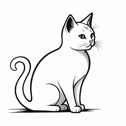 Prompt: Design me a very simple picture of a cute cat, preferably one-dimensional, because I want it for a tattoo, and the color should be black and white. of side profile And be one-dimensional The design should be simple and cartoonish
