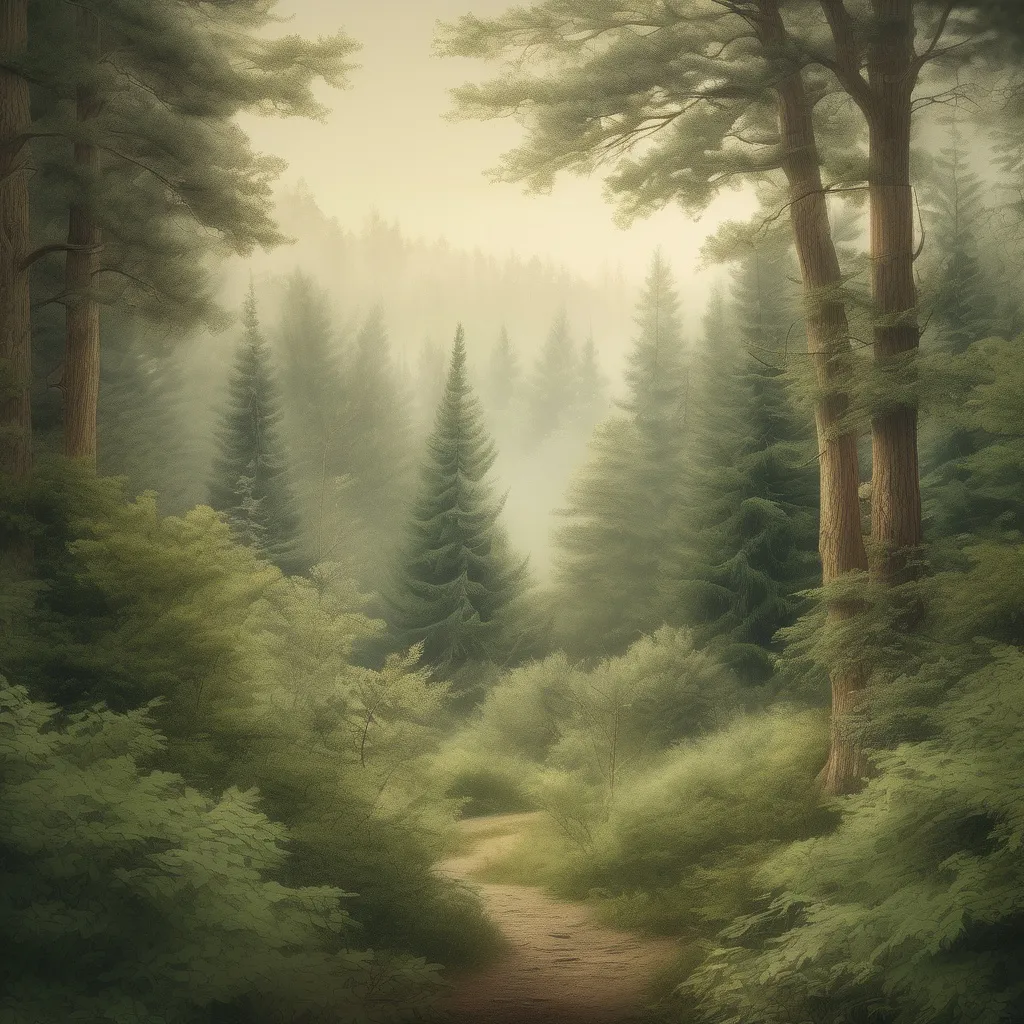 Prompt: Vintage of evergreen picture