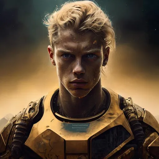 Prompt: Oil painting, son, blond hair, intricate detail, equations, deep thought, sunset,Cinematic, Dramatic, Spectacular, Beautiful big reflective eyes, expansive Interstellar background, ultra detailed full body artistic photography, detailed rugged Gorgeous detailed face, shadows, oil on canvas, brush strokes, ultra sharp focus, ominous, matte painting movie poster, golden ratio