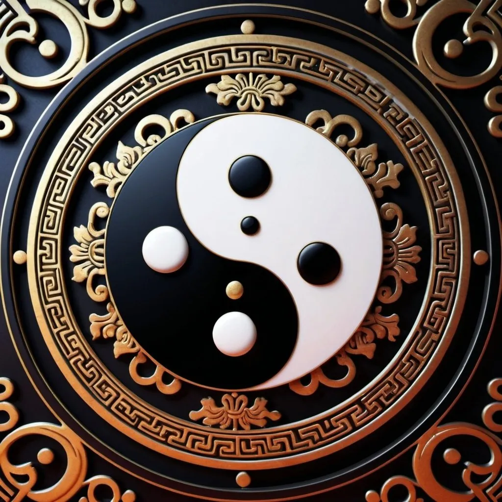 Prompt: yin-yang symbol on a vivid high def background, An Zhengwen, precisionism, symmetric balance, a beautifully detailed ornate photo