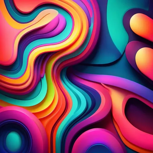 Prompt: Vibrant Abstract illustration of colorful, layered, soft rounded shapes, neon realism style, subtle gradients, bold patterns, high quality, soft lighting, vibrant colors, detailed rendering, neon realism, abstract art, layered design, colorful shapes