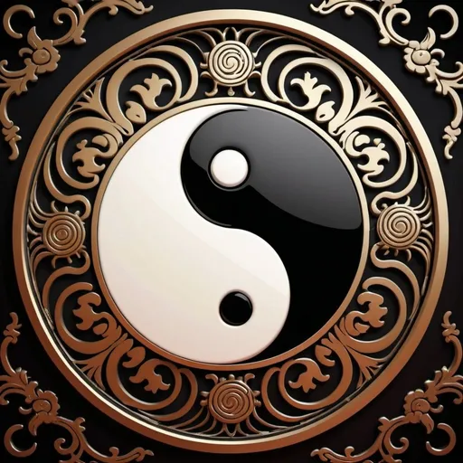 Prompt: yin-yang symbol on a vivid high def background, An Zhengwen, precisionism, symmetric balance, a beautifully detailed ornate photo