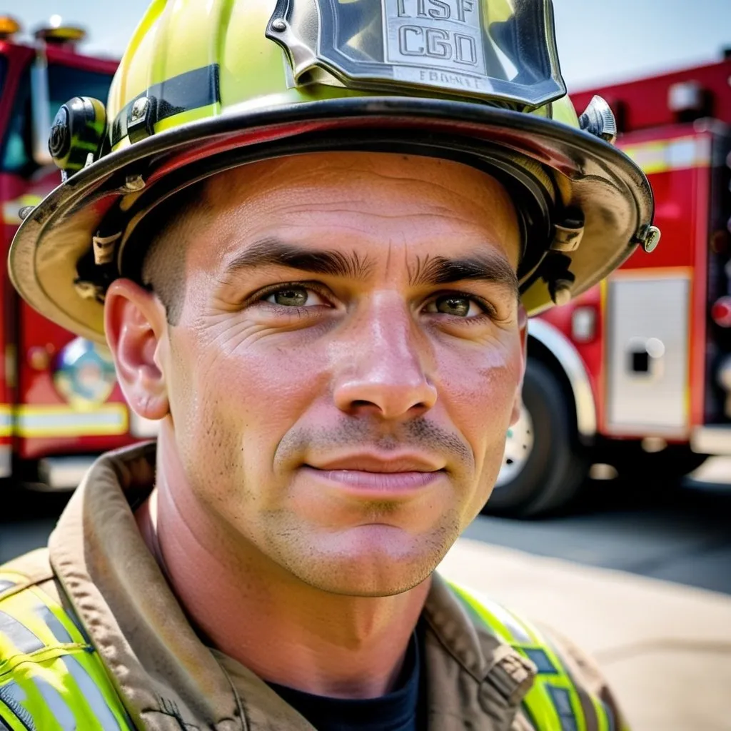 A captivating portrait of a US City Firefighter, sho...