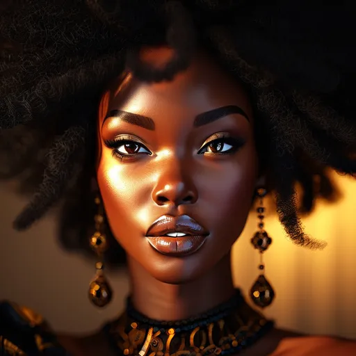 Prompt: photorealistic image, African American High Fashion Glamour Model with beautiful black hair and striking brown colored eyes, (elegant setting), elegant fancy dress exquisite pose, detailed facial features, (high detailed skin:1.2), refined clothing with sophisticated styling, soft lighting creating a dreamy atmosphere, (8k UHD, DSLR), rich film grain texture, Fujifilm XT3, high-quality composition, artistic depth and allure, captivating elegance, luxurious ambiance, inviting and glamorous mood.