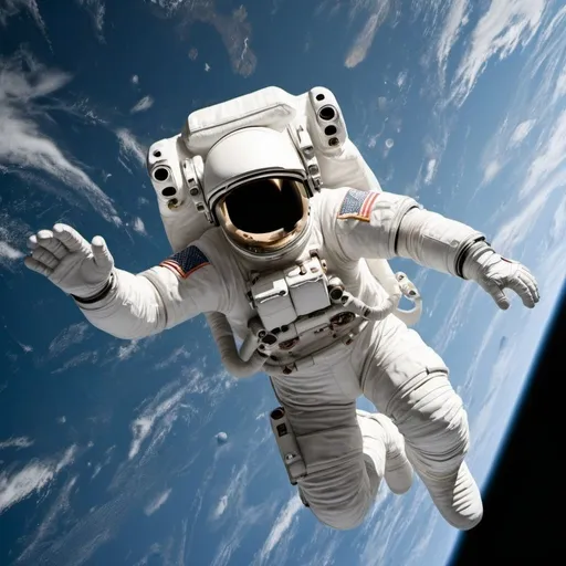 Prompt: Astronaut Floating in Zero Gravity: Illustrate an astronaut floating freely in zero gravity, with Earth or a distant celestial object in the background. Capture the astronaut's spacesuit, the absence of gravity, and the beauty of space.  --s 250 --v 5