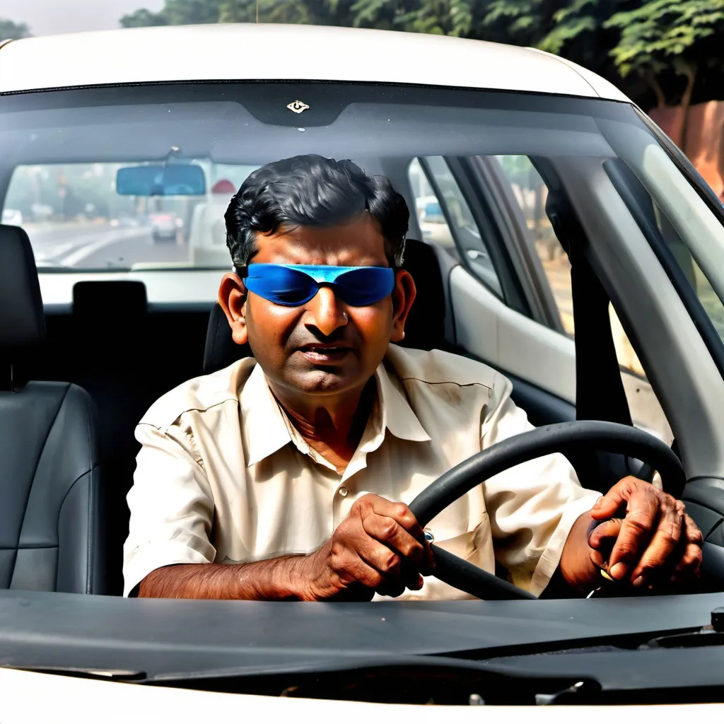 Prompt: Indian blind driver


