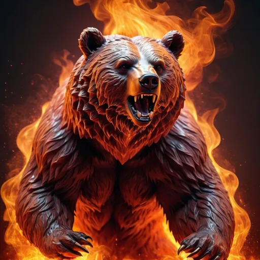 Prompt:  Fire that assumes the form of a bear. A small but fierce bear.