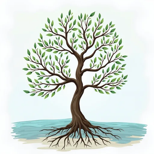 Prompt: A tree diagram illustrates the consequences and causes of plastic pollution, structured like a branching tree where solutions, effects, problems, and causes are prominently displayed. At the top, two potential solutions are noted: substituting plastic and reducing consumption, suggesting proactive measures to combat the issue. The trunk of the tree represents the core problem—difficulty in eliminating plastic—which leads to various detrimental effects as seen in the branches: suffering animals and contaminated beaches. The roots delve deeper into the fundamental cause, highlighting that plastic takes years to decompose, emphasizing the urgency for action against this pressing environmental crisis.
