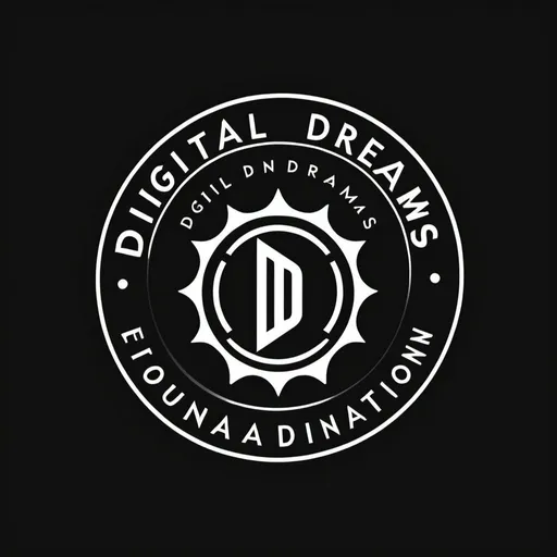 Prompt: black and white logo for "Digital Dreams Foundation"