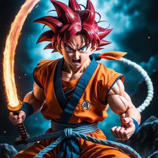 Prompt: Tanjiro demon slayer as goku
