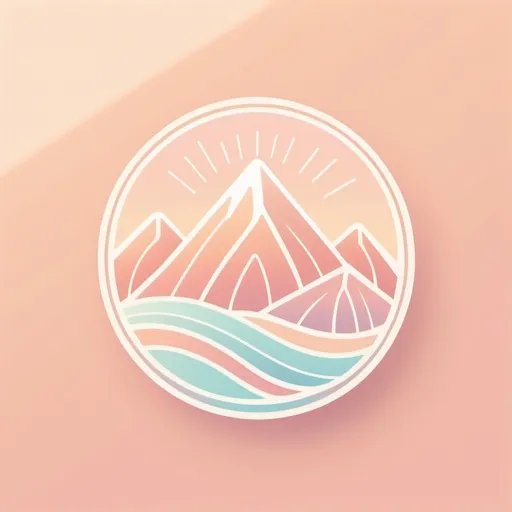 Prompt: a minimalist logo design, pastel colors and a retro aesthetic, Healing New Zealand and vibration