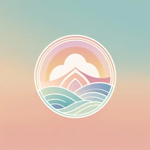 Prompt: a minimalist logo design, pastel colors and a retro aesthetic, Healing New Zealand and vibration