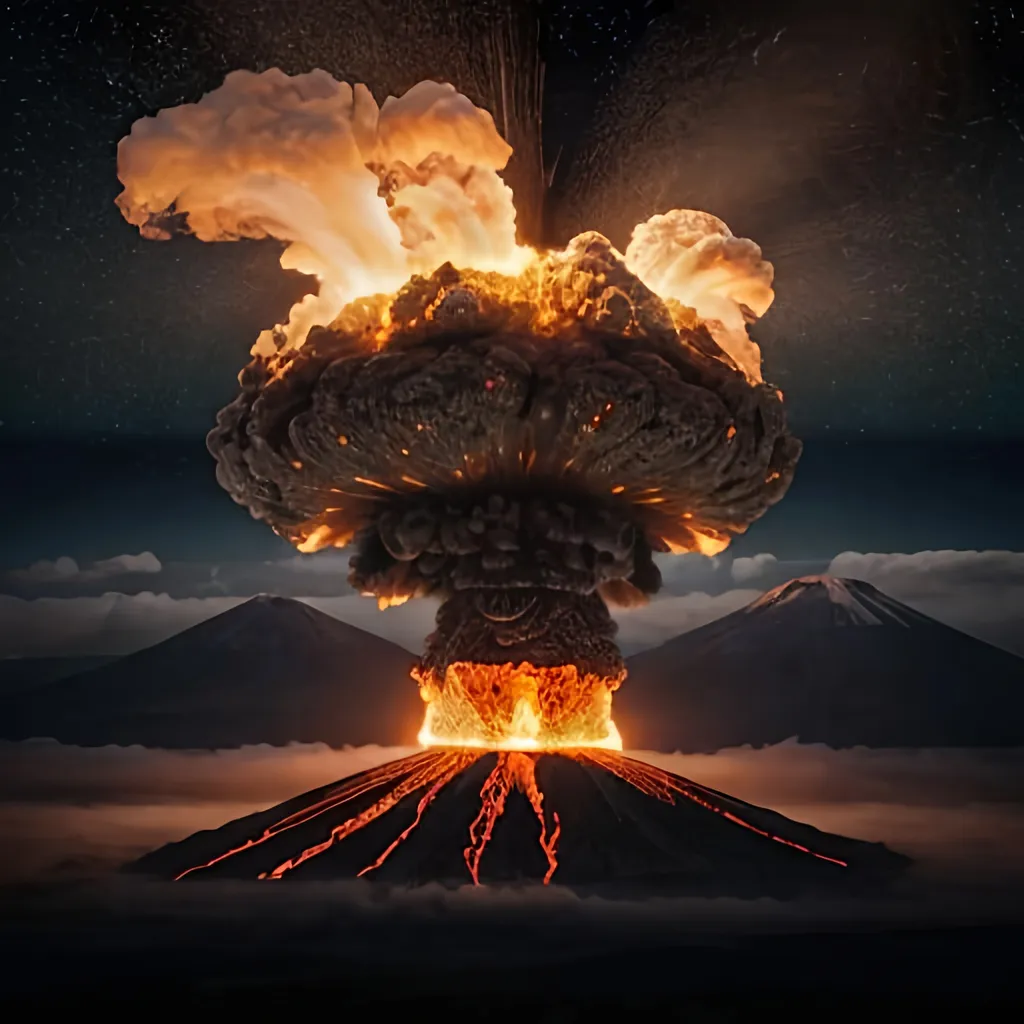 Prompt: hd 4k volcano erupts giant Diamonds  into the air Generation 12k Real HD Live Quality extremely detailed Lifelike, Authentic, Genuine, Photorealistic, Hyper-realistic, True-to-life, Natural-looking, Authentic, Realistic, Hyper graphical