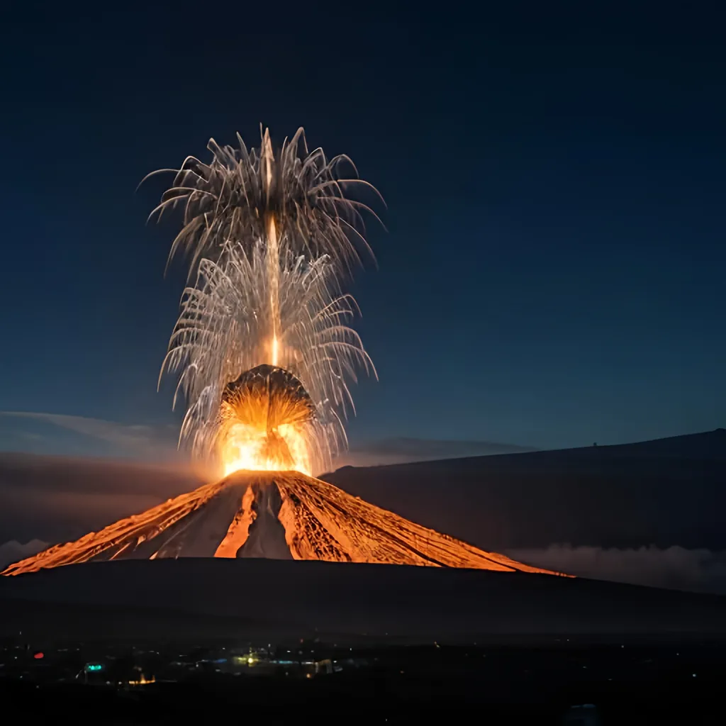 Prompt: hd 4k volcano erupts giant Diamonds  into the air Generation 12k Real HD Live Quality extremely detailed Lifelike, Authentic, Genuine, Photorealistic, Hyper-realistic, True-to-life, Natural-looking, Authentic, Realistic, Hyper graphical