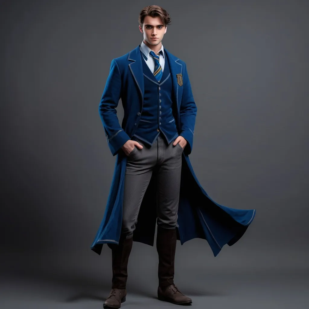 Prompt: Handsome ravenclaw man, standing pose