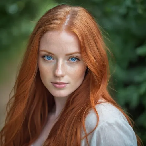 Prompt: redhead woman with long red hair and blue eyes posing for a picture, beautiful redhead woman, redhead woman, photo of a beautiful woman, redhead girl, red haired young woman, a redheaded young woman, woman with red hair, red hair and attractive features, soft portrait shot 8 k, she is redhead, flowing ginger hair, red haired girl, long glowing red hair, Gothic