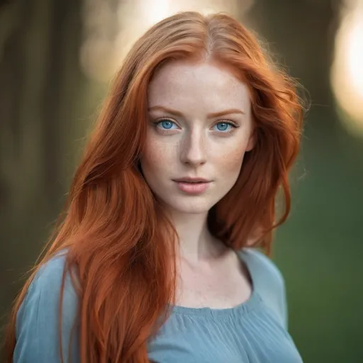 Prompt: redhead woman with long red hair and blue eyes posing for a picture, beautiful redhead woman, redhead woman, photo of a beautiful woman, redhead girl, red haired young woman, a redheaded young woman, woman with red hair, red hair and attractive features, soft portrait shot 8 k, she is redhead, flowing ginger hair, red haired girl, long glowing red hair, Gothic
