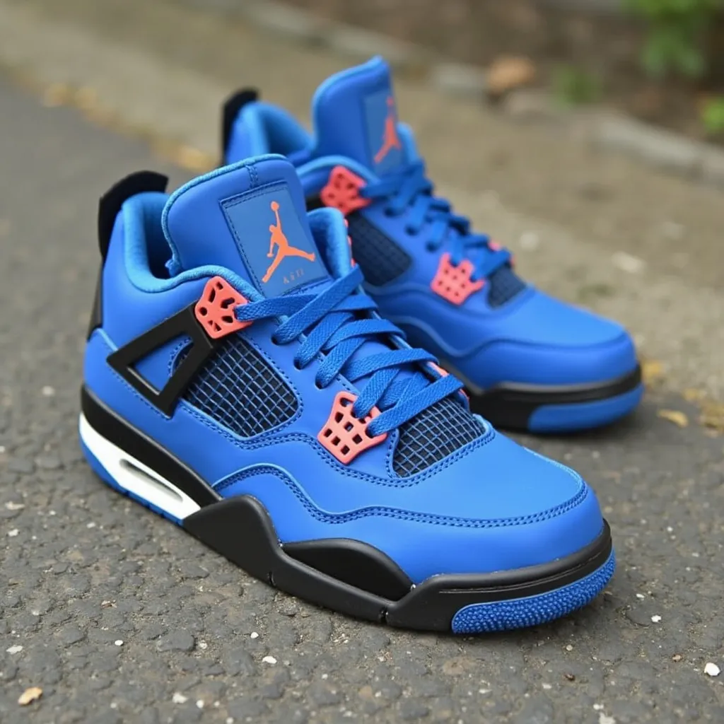Prompt: make nike air jordan 4 blue thunder

