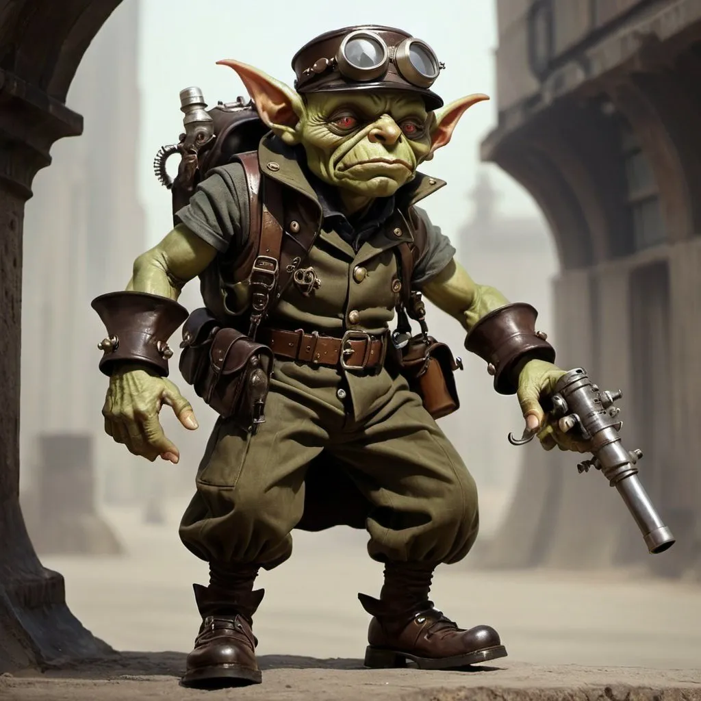 Prompt: dieselpunk goblin