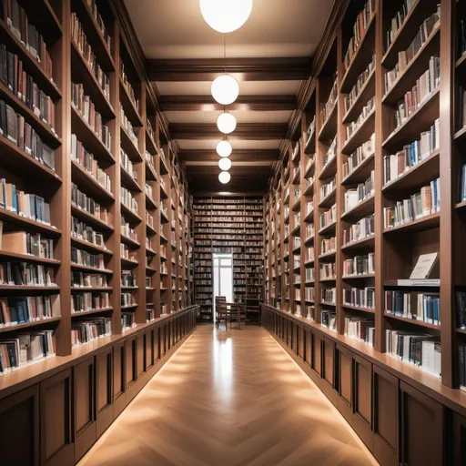 Prompt: A modern-day library with shelves full of philosophy and science books.