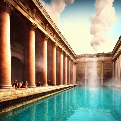 Prompt: photorealistic Roman baths with lots of steam and an incredibly hot climate full of beautiful women.
Few are standing and have oil on their skin and detailed drops of water
