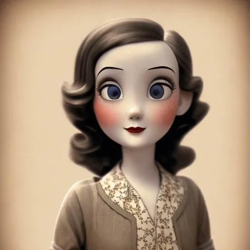 Prompt: A beautiful but empty headed girl in 1930s clothes pixar style.