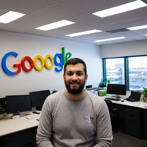 Prompt: myself in google office in usa