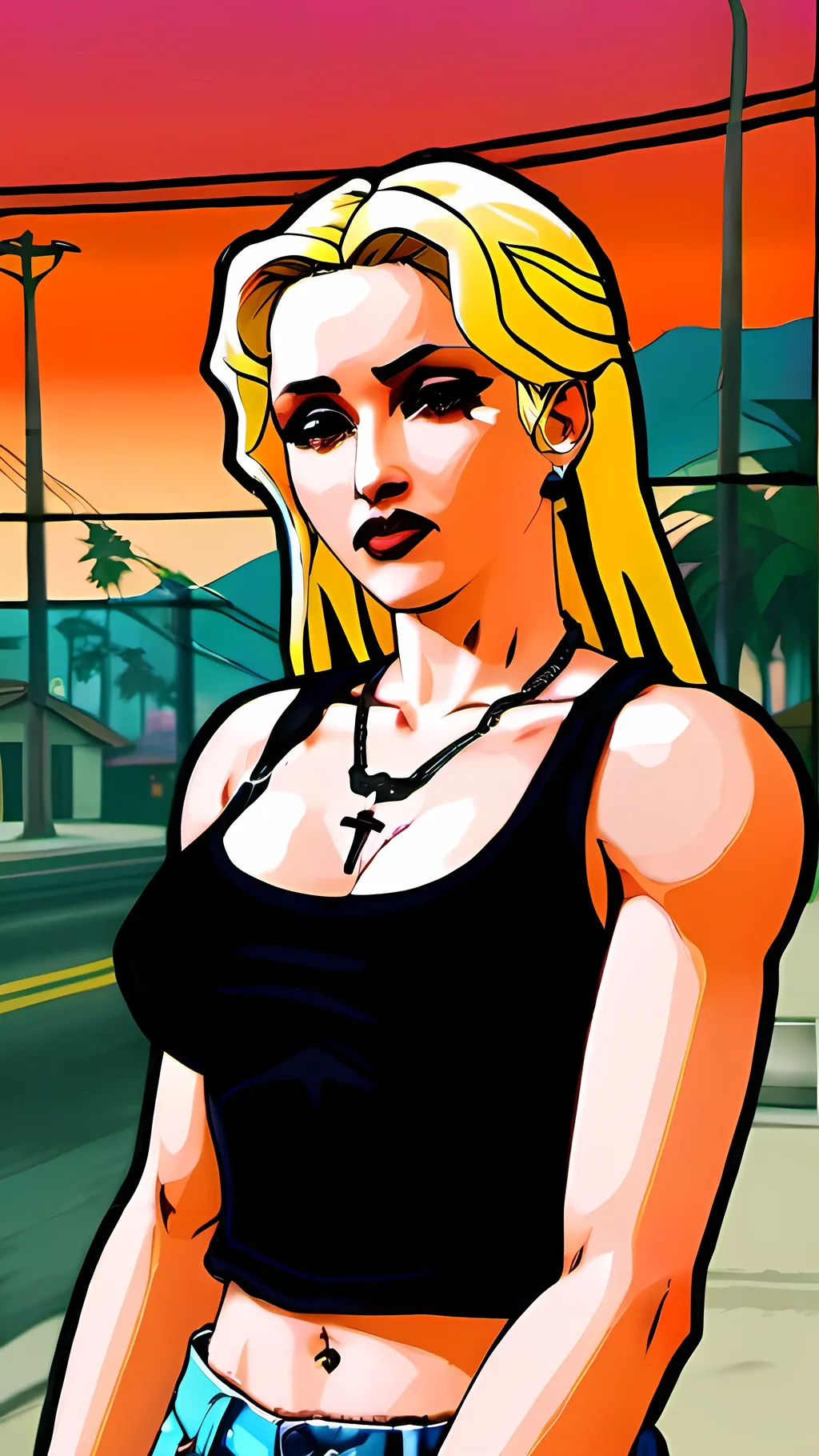 gta san andreas madonna, , lots of details in backgr...