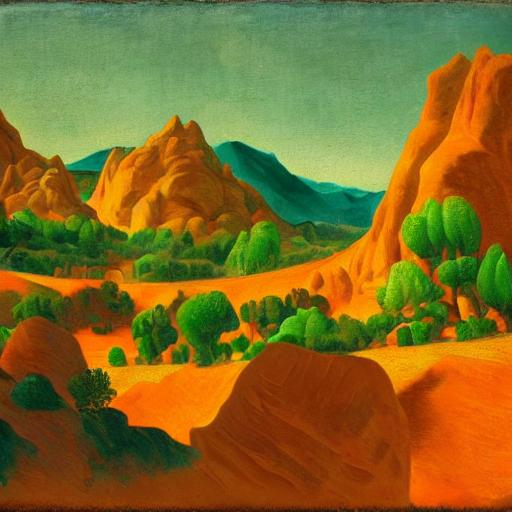 Prompt: a provencal ville on the surface of mars by asher brown durand, ansel adams and jean metzinger, oil on canva, color orange and color green