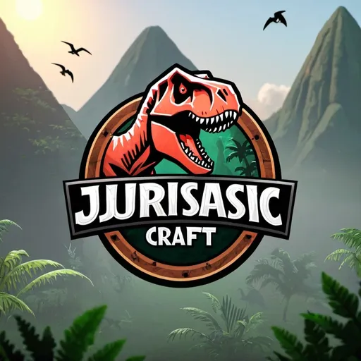 Prompt: A logo/background for a thumbnail about jurassic craft 
