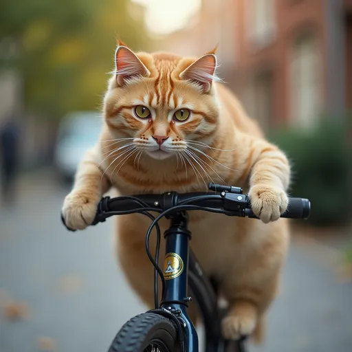 Prompt: A cat on a bicycle