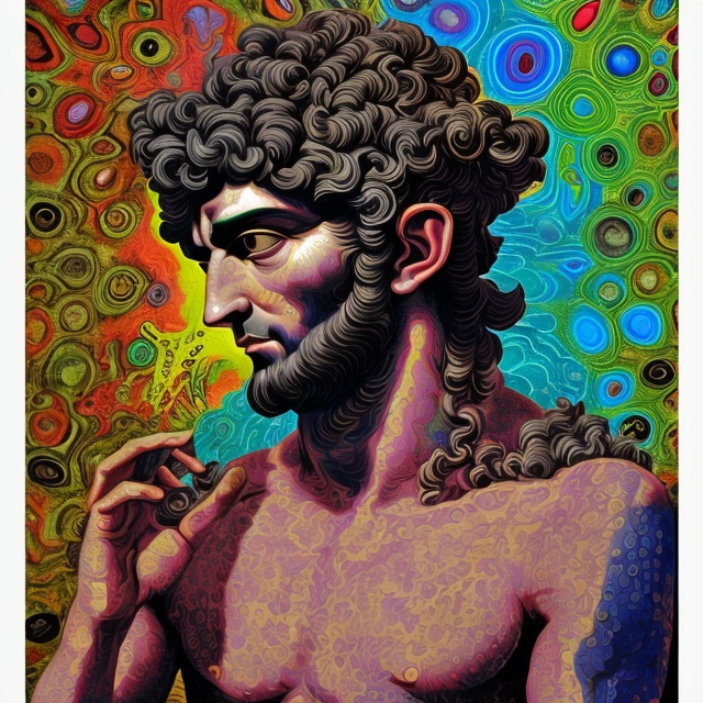 Prompt: roman god Vulcan psychedelic 