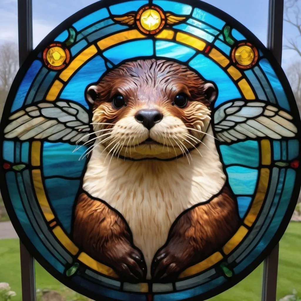 Prompt: holy otter with wings and halo