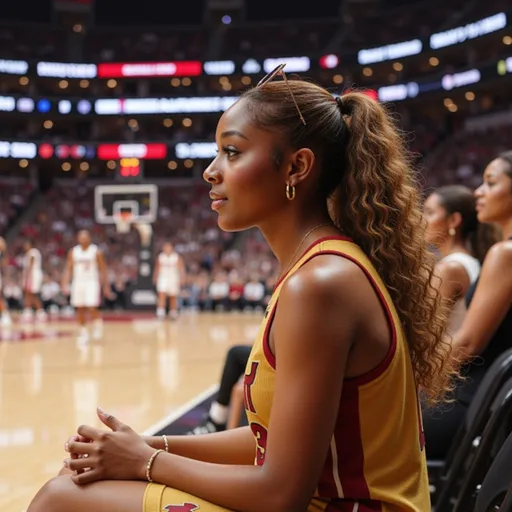 Prompt: @Qr4mVKHVqNJ9T3jVwenc is sitting courtside at a Miami Heat basketball game