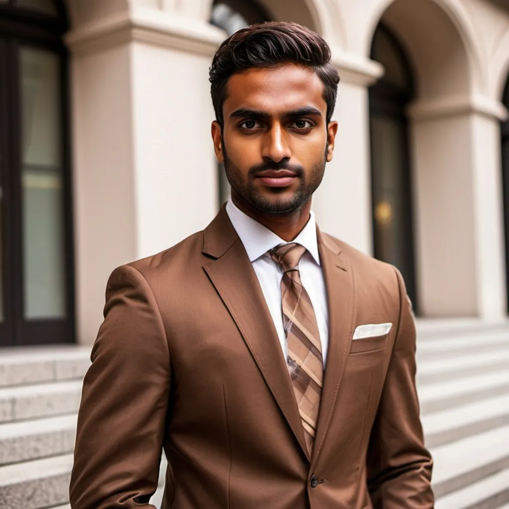 Prompt: brown man who looks  dress propm



