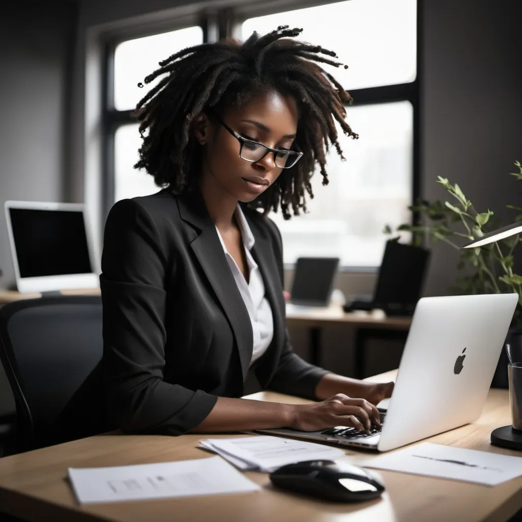 Prompt: woman working for her else free black


