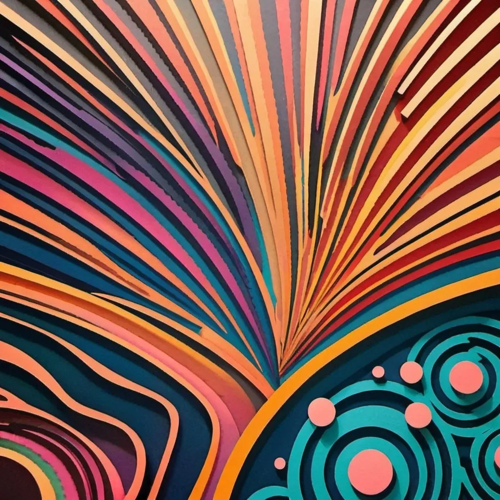 Prompt: Abstract psychedelic papercut background Painting