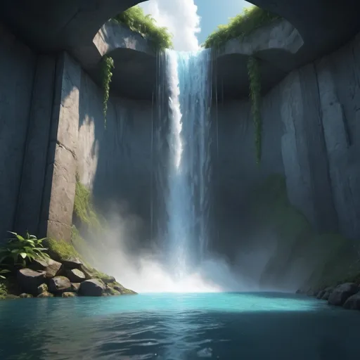 Prompt: Portal hidden behind a waterfall Fantasy, another dimension. Hyperrealistic, UHD, HD, 8K,
