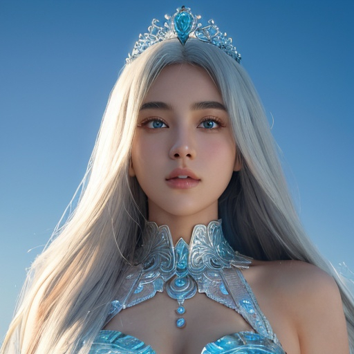 Prompt: A beautiful 15 ft tall 30 year old ((British)) Water elemental Queen with light skin and a beautiful face. She has long white hair and white eyebrows. She wears a beautiful slim blue dress. She has brightly glowing blue eyes and water droplet shaped pupils. She wears a blue tiara on her head. She has a blue aura around her. She is using blue water magic in battle against a giant monster at the beach. Epic battle scene. Full body art. {{{{high quality art}}}} ((goddess)). Illustration. Concept art. Symmetrical face. Digital. Perfectly drawn. A cool background.beautiful intricate colored white hair, symmetrical, anime wide eyes, soft lighting, detailed face, by makoto shinkai, stanley artgerm lau, wlop, rossdraws, , looking into camera Heavenly beauty, 256k, 100cm, f/1. 10, high detail, sharp focus, perfect anatomy, highly detailed, detailed and high quality background, oil painting, digital painting, Trending on artstation, UHD, 128K, quality, Big Eyes, artgerm, highest quality stylized character concept masterpiece, award winning digital 3d, hyper-realistic, intricate, 256K, UHD, HDR, image of a gorgeous, beautiful, dirty, highly detailed face, hyper-realistic facial features, cinematic 4D volumetric,ultrarealistic, perfect face, ultrafuturistic background heavenly beauty, 256k, 100cm, f/1. 10, high detail, sharp focus, perfect anatomy, highly detailed, detailed and high quality background, digital painting, Trending on artstation, UHD, 128K, quality, Big Eyes, artgerm, highest quality stylized character concept masterpiece, award winning digital 4d, hyper-realistic, intricate, 256K, UHD, HDR, image of a gorgeous, beautiful, dirty, highly detailed face, hyper-realistic facial features, cinematic 4D volumetric, 4D anime girl, Full HD render + immense detail + dramatic lighting + well lit + fine | ultra - detailed realism, full body art, lighting, high - quality, engraved, ((photorealistic)), ((hyperrealistic))