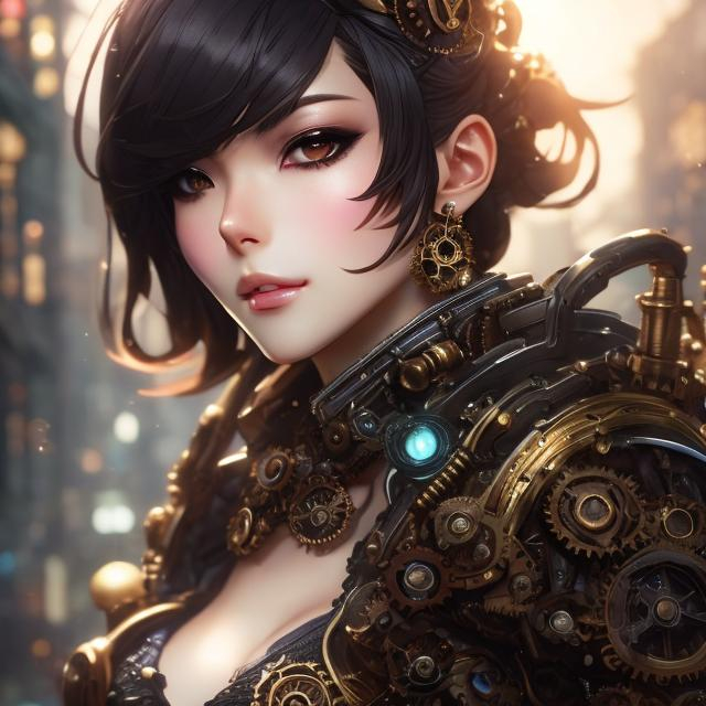 Prompt: women , brown haircut , eye with gears , steampunk outfit , light armor with big cleavage , steampunk contour earring , steampunk wing

Illustration by Makoto shinkai.

heavenly beauty, 128k, 50mm, f/1. 4, high detail, sharp focus, perfect anatomy, highly detailed, detailed and high quality background, oil painting, digital painting, Trending on artstation, UHD, 128K, quality, Big Eyes, artgerm, highest quality stylized character concept masterpiece, award winning digital 3d, hyper-realistic, intricate, 128K, UHD, HDR, image of a gorgeous, beautiful, dirty, highly detailed face, hyper-realistic facial features, cinematic 3D volumetric,   Full HD render + immense detail + dramatic lighting + well lit + fine | ultra - detailed realism, full body art, lighting, high - quality, engraved, ((photorealistic)), ((hyperrealistic))

