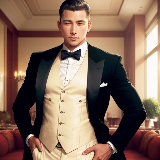 Prompt: 32 year old butler american high ranking slim body