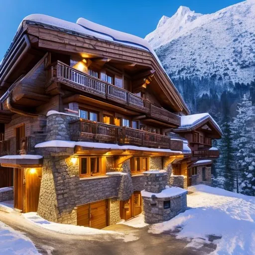 Prompt: Capture a precise, professional-grade in the highest possible quality photography chalet with a jacuzzi interior cozy window with view of a snowy mountain