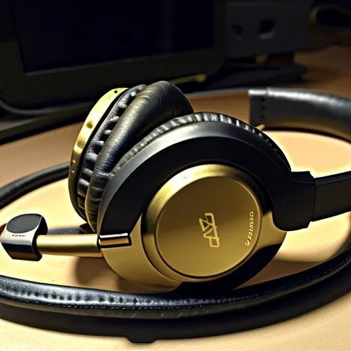 Prompt: headphone gaming gold