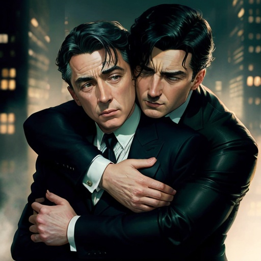 Prompt: Alfred Pennyworth hug bruce wayne